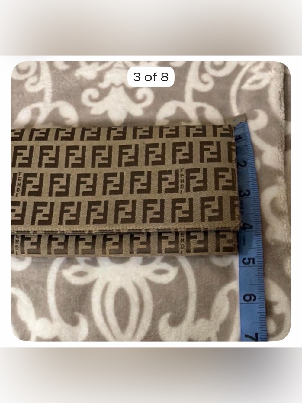 Fendi Zucca Canvas Wallet with Unbranded Gold Chain /COA - Picture 4 of 12